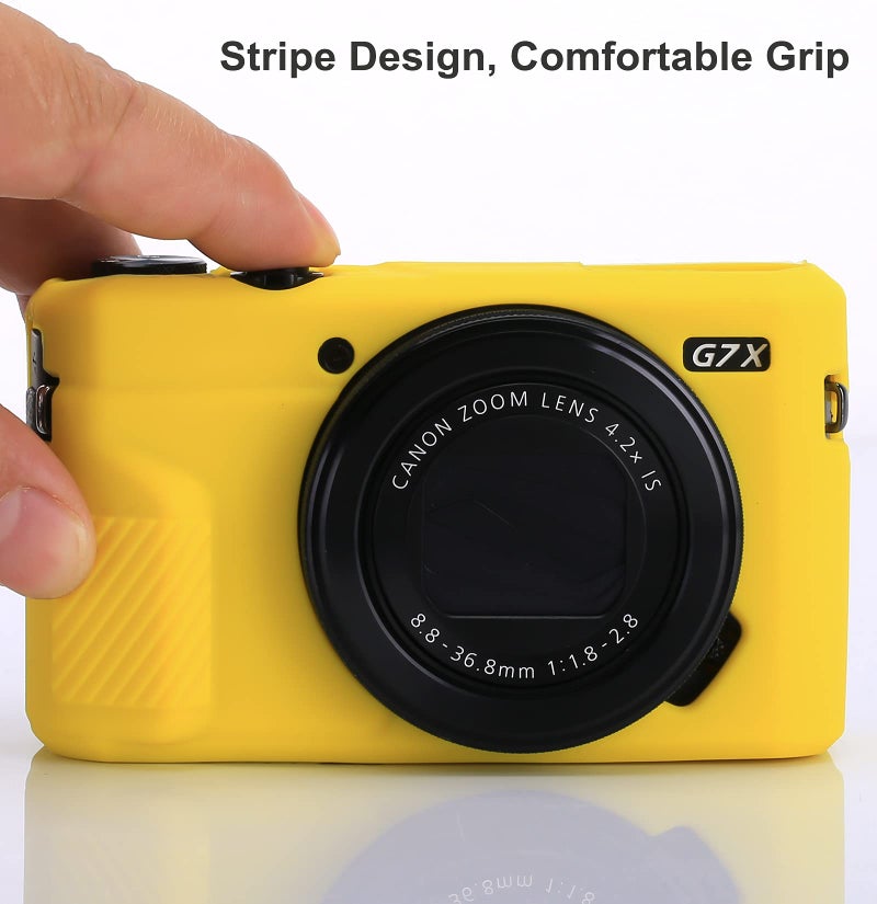 Yisau G7X / G7X Mark II Camera Silicone Case, Ultra Thin Lightweight Rubber Soft Silicone Case Bag Cover for Canon PowerShot G7X / G7X Mark II with Microfiber Cloth - Yellow - Image 2