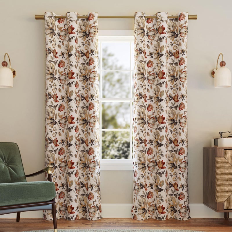 Sun Zero Irma Vintage Floral Blackout Grommet Curtain Panel, 40" x 84", Stone - Image 1