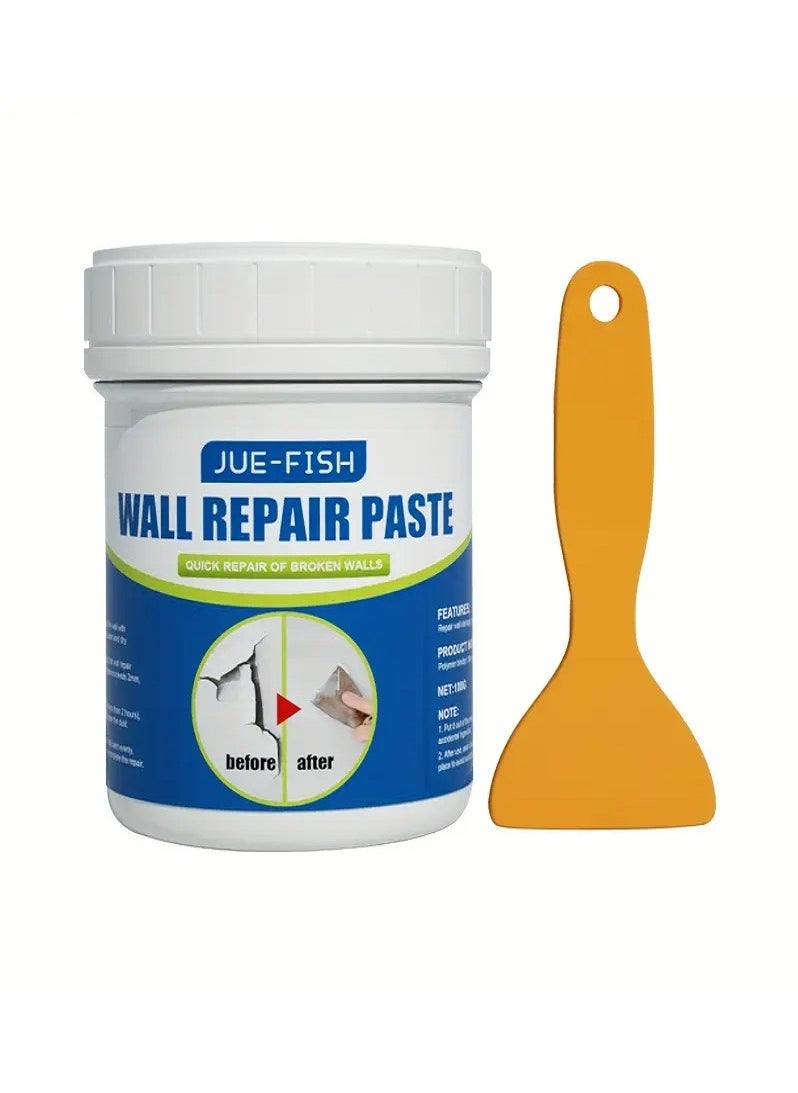 JUE-FISH Fast Wall Repair Paste - Fix Holes, Cracks & Cover Graffiti - 100g with Scraper  - Image 1