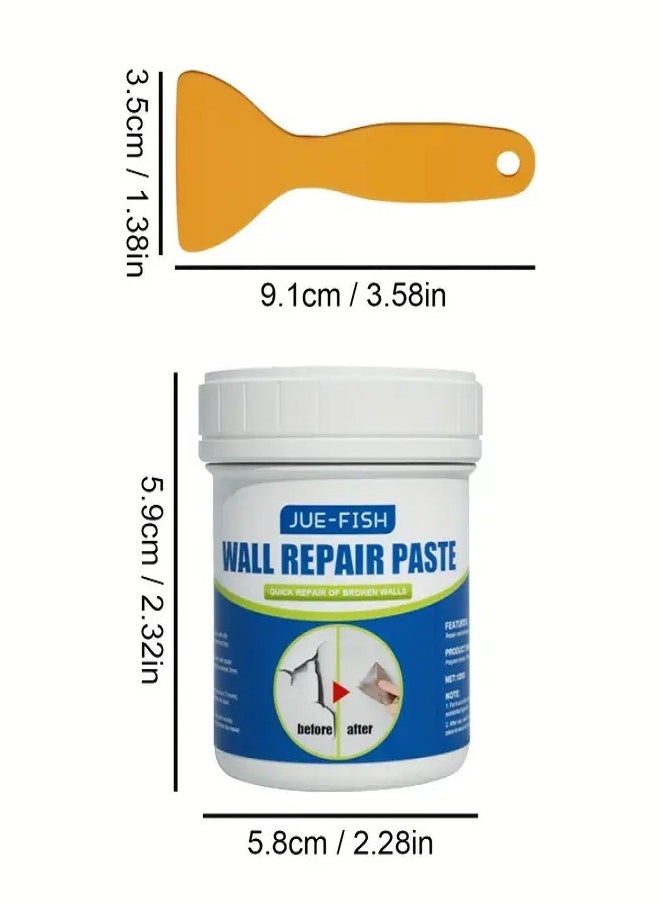JUE-FISH Fast Wall Repair Paste - Fix Holes, Cracks & Cover Graffiti - 100g with Scraper  - Image 3