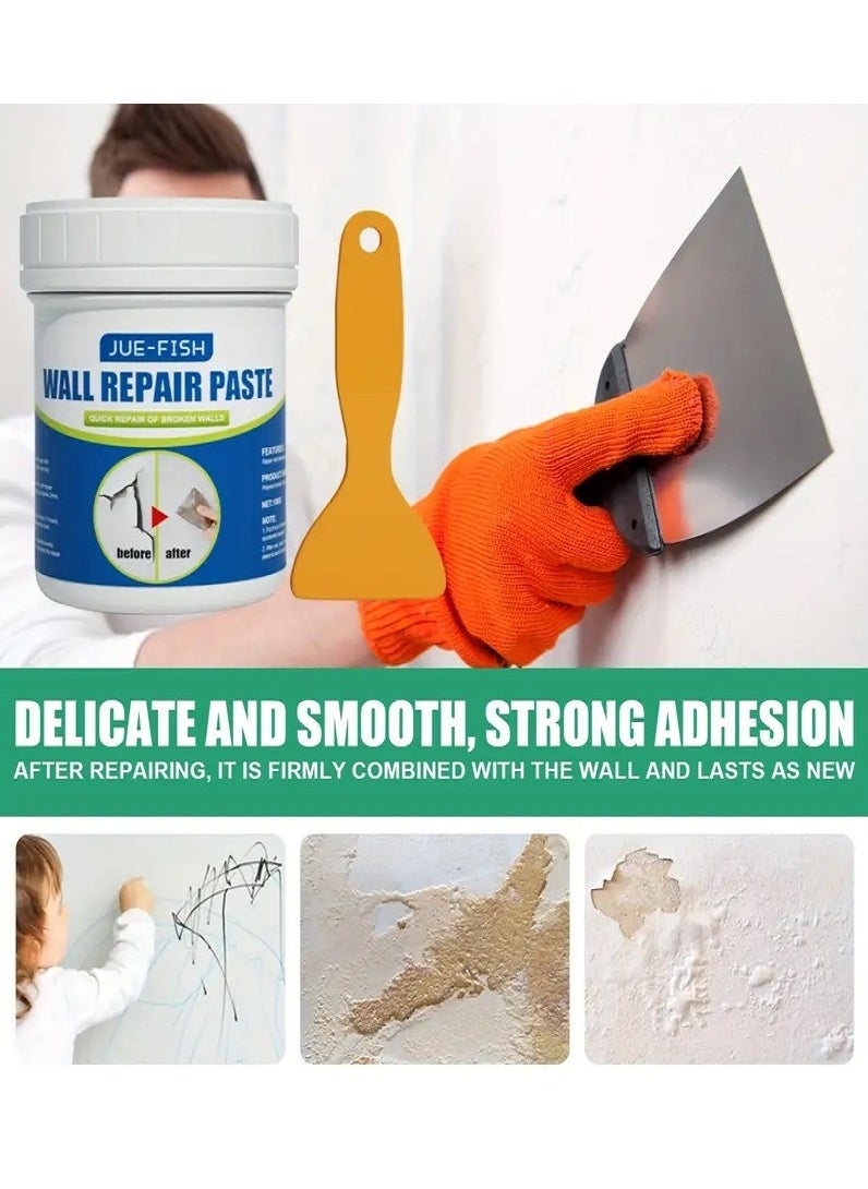 JUE-FISH Fast Wall Repair Paste - Fix Holes, Cracks & Cover Graffiti - 100g with Scraper  - Image 2