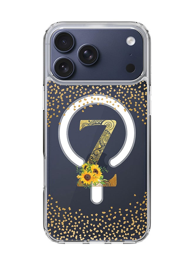 Stylizedd Classic Clear MagSafe Case for iPhone 17 Pro Max , Hybrid Soft Case Flexible Edges Anti Drop TPU PC Gel Thin Transparent Cover [ Designed for iPhone 17 Pro Max ] - Custom Monogram Initial Letter Floral Pattern Alphabet - Z  (Clear )