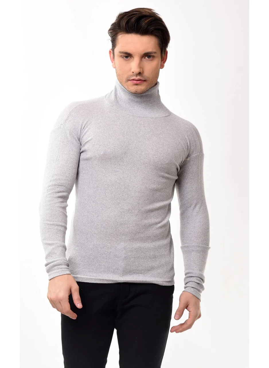 Belifanti Collection Men's Turtleneck Turtleneck Slim Fit Sweater Gray