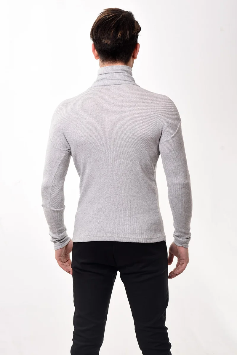 بيليفانتي كولكشن Men's Turtleneck Turtleneck Slim Fit Sweater Gray