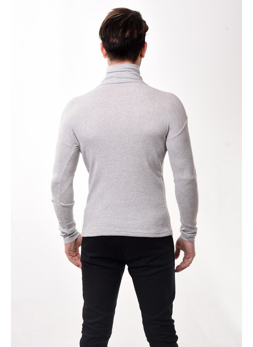Belifanti Collection Men's Turtleneck Turtleneck Slim Fit Sweater Gray  - Image 5