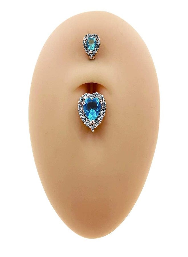 Excepro 14G(1.6mm) Double Heart Cubic Zirconia Navel Barbells Stud 316L Surgical Steel Piercing Jewelry - Image 5