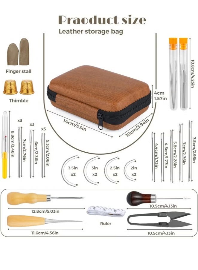 41Pcs Leather Sewing Kit, Upholstery Repair Kit Including Sewing Thread and Sewing Needles, Awl, and Thimble, Suitable for Beginners in Leather Craftsmanship DIY Sewing Kit - Image 2