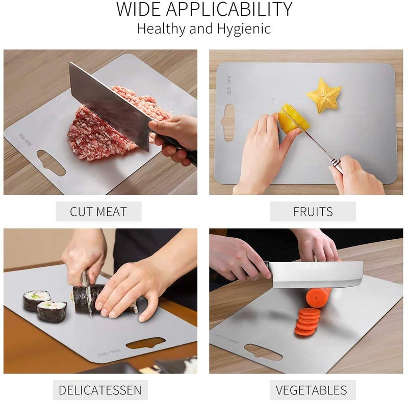 VEROX Stainless Steel Cutting Board High Grade Chopping Board for Vegetable Fruits Cheese Meat Pizza Bread Large 355 cm X 25 cm - Image 3