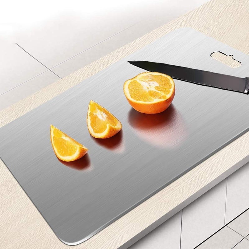 VEROX Stainless Steel Cutting Board High Grade Chopping Board for Vegetable Fruits Cheese Meat Pizza Bread Large 355 cm X 25 cm - Image 5
