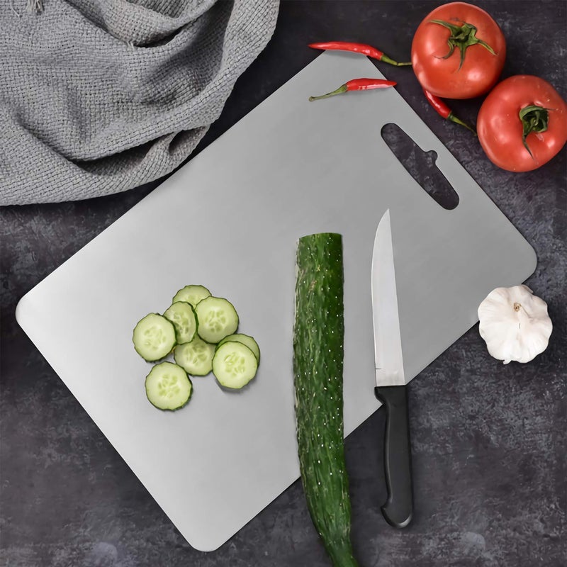 VEROX Stainless Steel Cutting Board High Grade Chopping Board for Vegetable Fruits Cheese Meat Pizza Bread Large 355 cm X 25 cm - Image 4