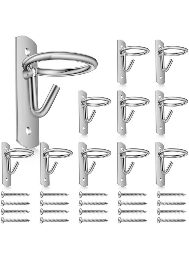 Dunzy 10 Pcs Equestrian Bucket Hooks - Heavy Duty Metal Horse Water Hooks - Wall Mount Bucket Holder for Horse Stall Feed Stable(Silver) - Image 1