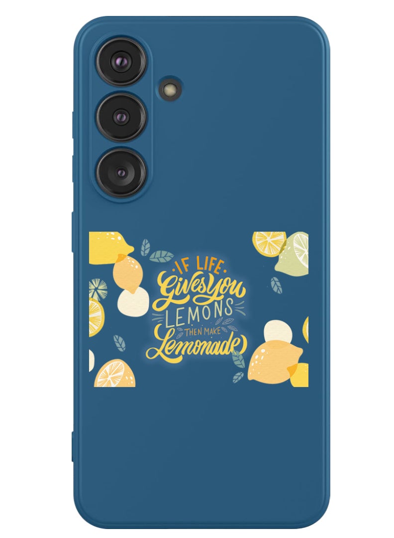 Theodor Protective Slim Fit Case Liquid Silicone Cover with Full Body Protection Anti-Scratch Shockproof Case For Samsung Galaxy S24 (Blue) - When life gives you lemons then make Lemonada - Image 1