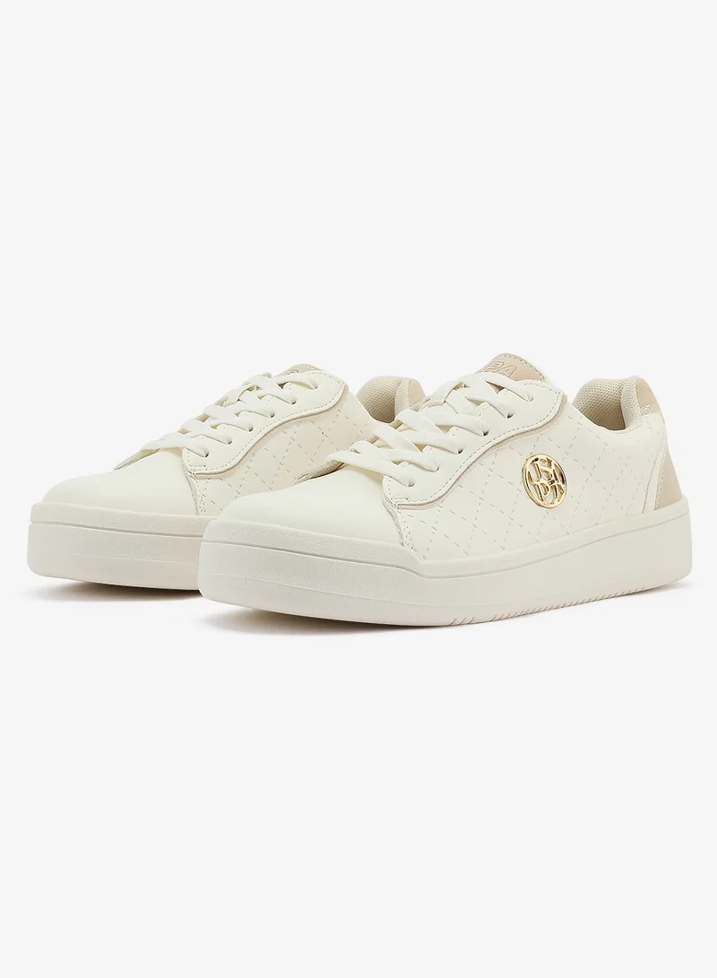 U.S. Polo Assn. Women's White Low-Top Sneakers - Stylish Lace-Up Design Shoes, Perfect for Casual Outings
