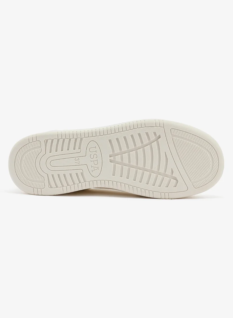 U.S. Polo Assn. Women's White Low-Top Sneakers - Stylish Lace-Up Design Shoes, Perfect for Casual Outings