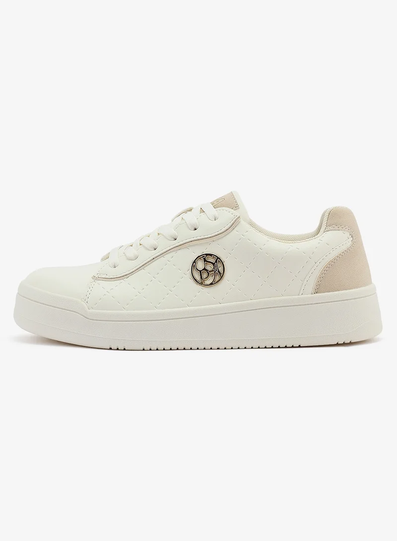 U.S. Polo Assn. Women's White Low-Top Sneakers - Stylish Lace-Up Design Shoes, Perfect for Casual Outings