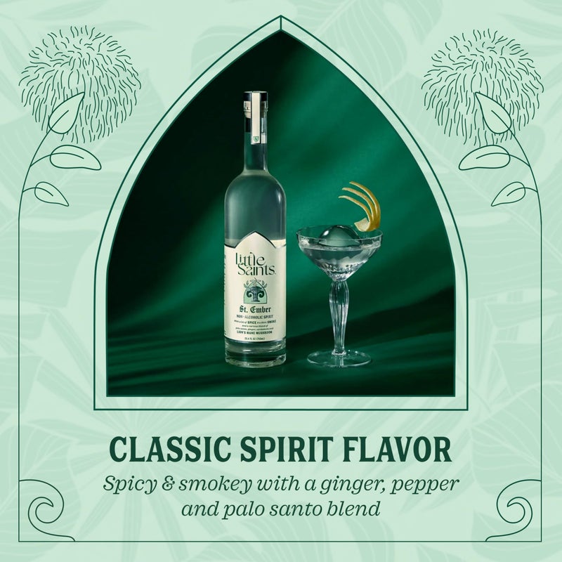 Little Saints St. Ember Non-Alcoholic Spirit - Mezcal-Inspired NA Alternative - Zero Proof, Sugar Free Cocktail Mixer - Lion's Mane Mushroom & Palo Santo Boost Creativity, Adaptogens & Botanicals - Image 3