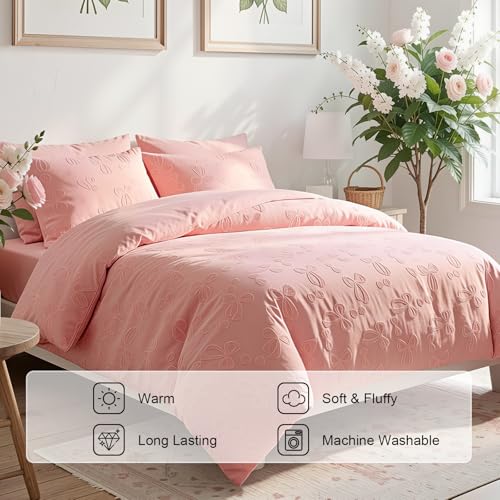 Jameswish 7 Pieces Bow Comforter Set for Girls Kids Pink Tufted Boho Bedding Set Queen Size Farmhouse Bed in A Bag as Gifts (1 Comforter, 1 Flat Sheet, 1 Fitted Sheet, 2 Pillowcase and 2 Pillow Sham) - Image 3