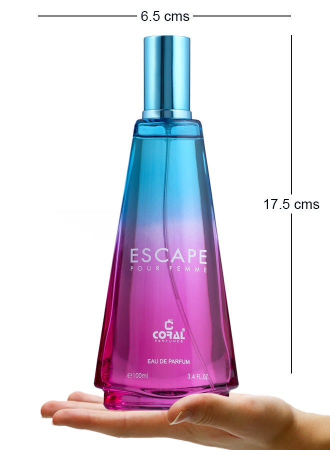Coral Escape Pour Femme Perfume For Women 100ml | Eau De Parfum | Fruity & Floral Fragrance with Musk & Sandalwood - Image 5