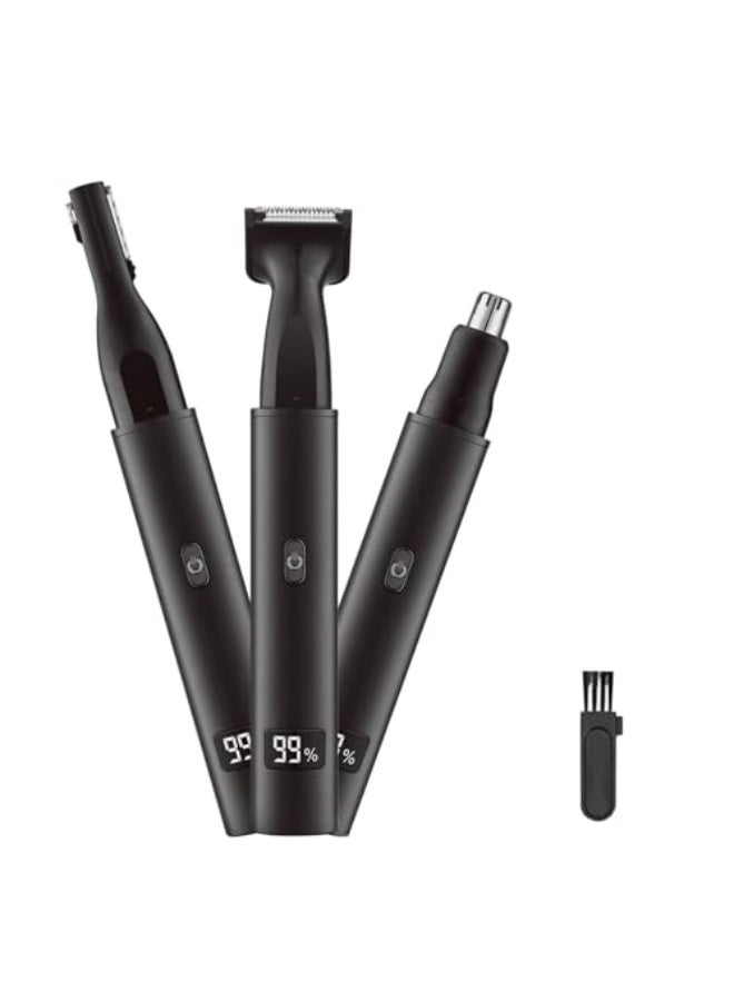 Nose and Ear Hair Trimmer for Men - Rechargeable Eyebrow Face Shaver - Nasal Hair Clippers 3 in 1 Painless Eye Brow Facial Hair Beard Razor for Sideburns Dual-edge Blades 6500 RPM Easy Cleansing - Image 1