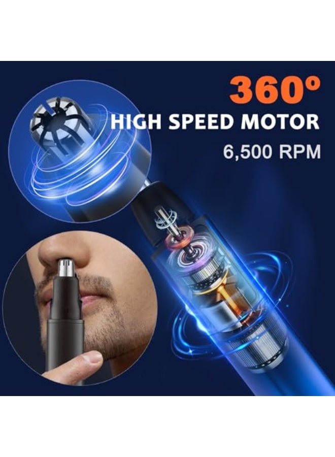Nose and Ear Hair Trimmer for Men - Rechargeable Eyebrow Face Shaver - Nasal Hair Clippers 3 in 1 Painless Eye Brow Facial Hair Beard Razor for Sideburns Dual-edge Blades 6500 RPM Easy Cleansing - Image 3