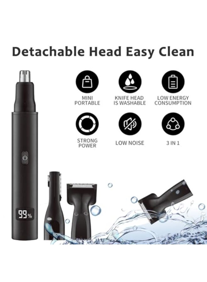 Nose and Ear Hair Trimmer for Men - Rechargeable Eyebrow Face Shaver - Nasal Hair Clippers 3 in 1 Painless Eye Brow Facial Hair Beard Razor for Sideburns Dual-edge Blades 6500 RPM Easy Cleansing - Image 4