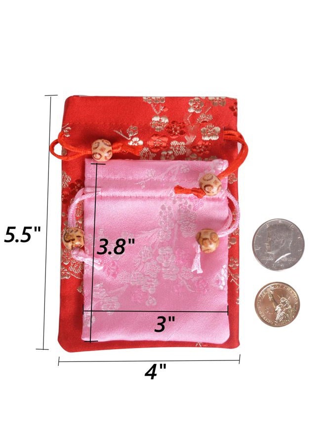 Baitaihem 14 Pcs Brocade Pounch Chinese Drawstring Jewelry Gift Bag Mixed Colors Random Pattern - Image 4