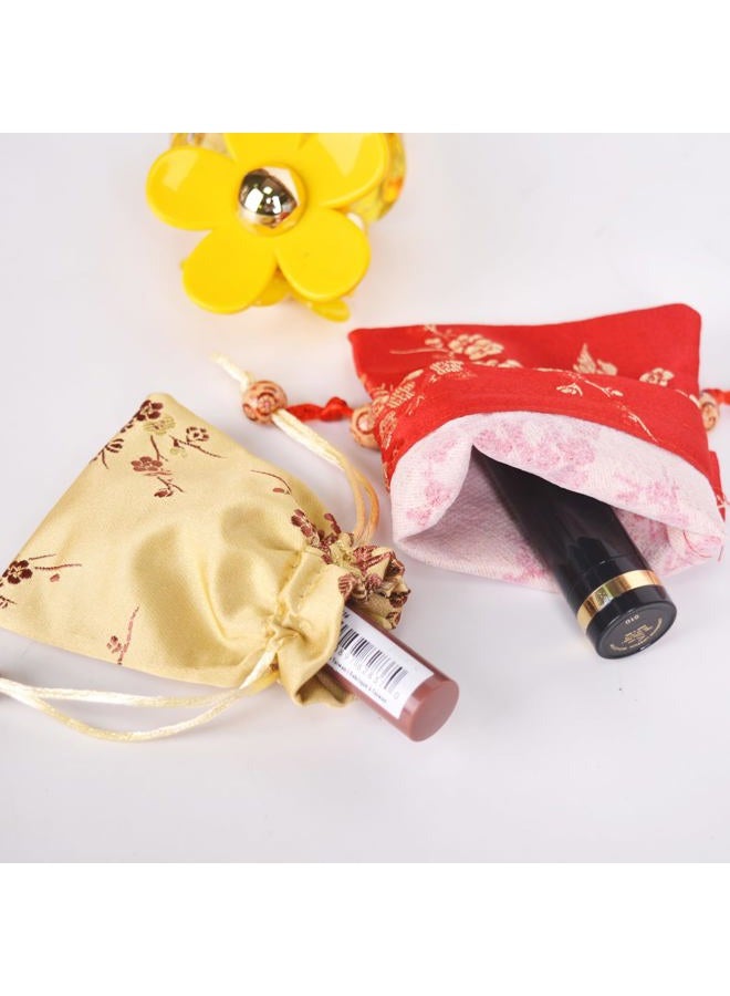 Baitaihem 14 Pcs Brocade Pounch Chinese Drawstring Jewelry Gift Bag Mixed Colors Random Pattern - Image 5