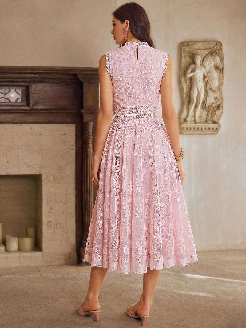 SIMPLEE Elegant Lace Midi Dress with Embroidery | Perfect for cocktail parties, holiday weddings, evening events, casual summer parties, and beach vacations. - Image 4