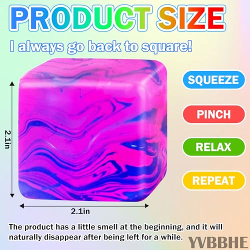 YVBBHE Fidget Cube Squishy Toys Squeeze Stress Balls for Kids Adults Squishies Anxiety Relief Maltose Ball Ice Squishys Sugar Sensory Toy for ADHD Autism Novel Design Cool Colorful Fidgets Cubes Blue - Image 5