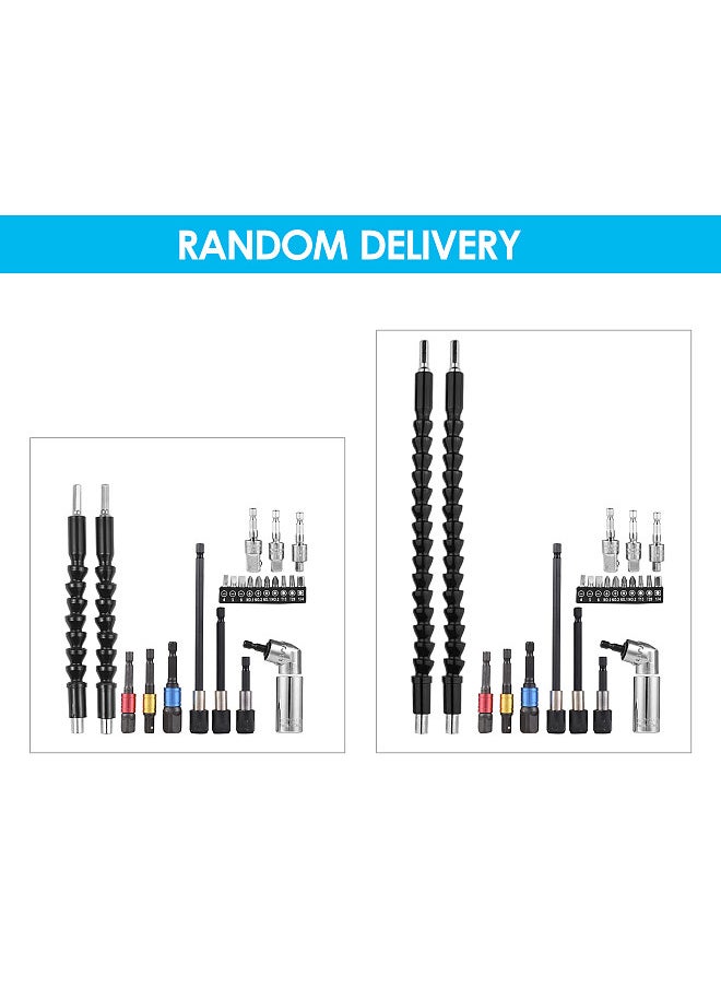 Generic - 23pcs Wrench Socket Extension Bar Kit Universal Socket Wrench Tool Set Hex Shank 105°Right Angle Adapter Drill Attachment and Die Pipe Wrench Flexible Drill Bits Soft Shaft Drill Bit - Image 1