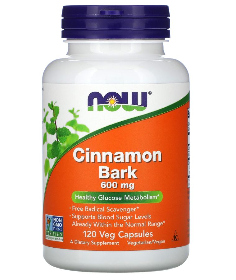 now Cinnamon Bark 600 mg 120 Veg Capsules