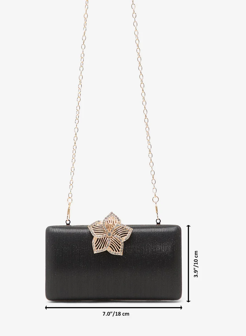 Khizana Black Gold Accent Embellished Clutch for Women | Best Price UAE