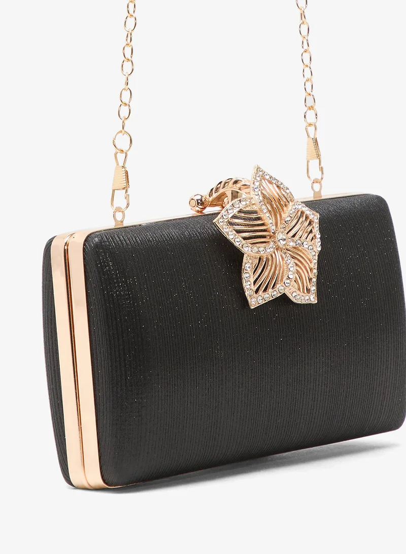 Khizana Black Gold Accent Embellished Clutch for Women | Best Price UAE