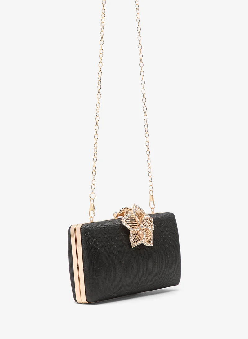 Khizana Black Gold Accent Embellished Clutch for Women | Best Price UAE
