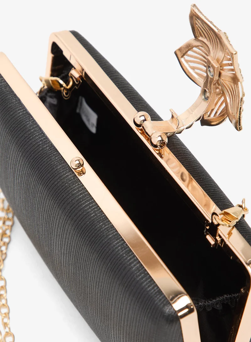 Khizana Black Gold Accent Embellished Clutch for Women | Best Price UAE