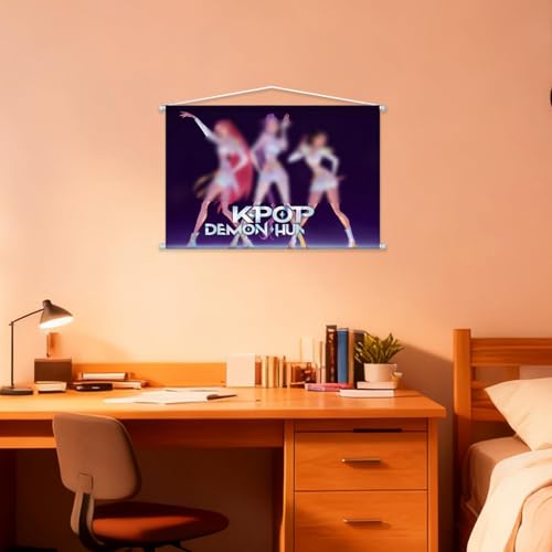 IIDEA Kpop Wall Scrolls Poster Backdrop,K Pop Themed Birthday Decorations Party Supplies,Demon Durable Hanging Banner Wall Art for Kids Photo Booth Hunters Props Decor for College Dorm Bedroom,16x11.6 Inch - Image 3
