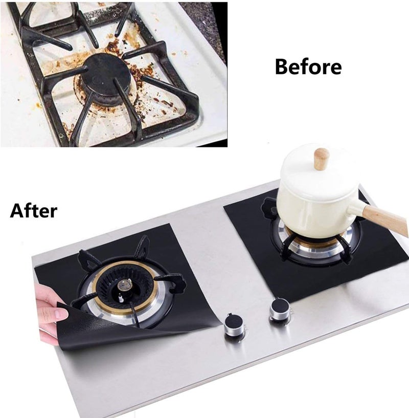 Forlivese Reusable Gas Stove Burner Covers - 10 Pack Upgrade Double Thickness 0.2mm Non-Stick Stovetop Burner Liners Gas Range Protectors Size 10.6" x 10.6" Cuttable Dishwasher Safe Easy to Clean - Image 3