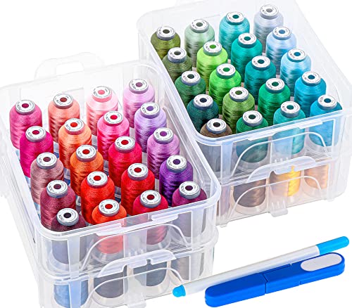 New brothread 80 Spools 500m Each Embroidery Machine Thread with Clear Plastic Storage Box - Colors Compatible with Janome and Robison-Anton Colors - Image 2
