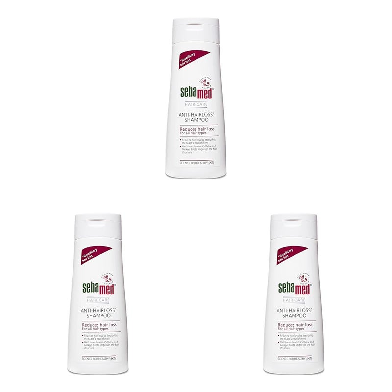 Sebamed Anti Hairloss Shampoo 200Ml  Ph 55  Reduces Hairloss  Caffeine  Gingko Biloba  All Hair Types  Pack of 3 - Image 1