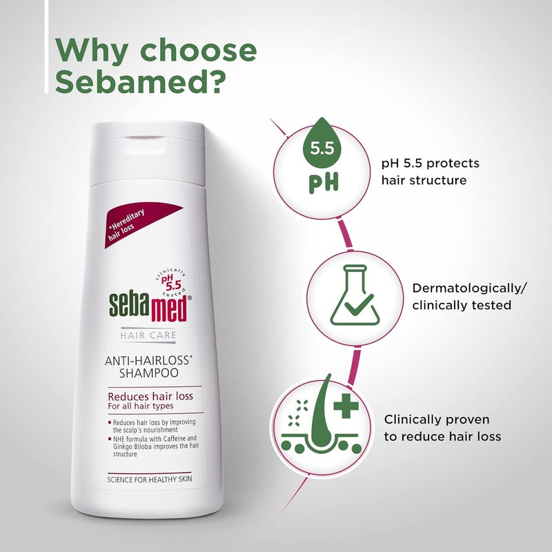 Sebamed Anti Hairloss Shampoo 200Ml  Ph 55  Reduces Hairloss  Caffeine  Gingko Biloba  All Hair Types  Pack of 3 - Image 3