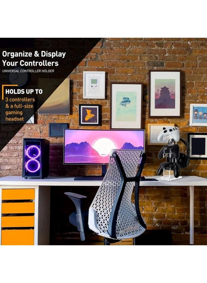 Halamine 3 Layer Acrylic Universal Game Controller Stand, PS5 Xbox ONE Switch Controller Stand, Gaming Accessory, Non-Slip Stable Acrylic Transparent Headset Holder - Image 5