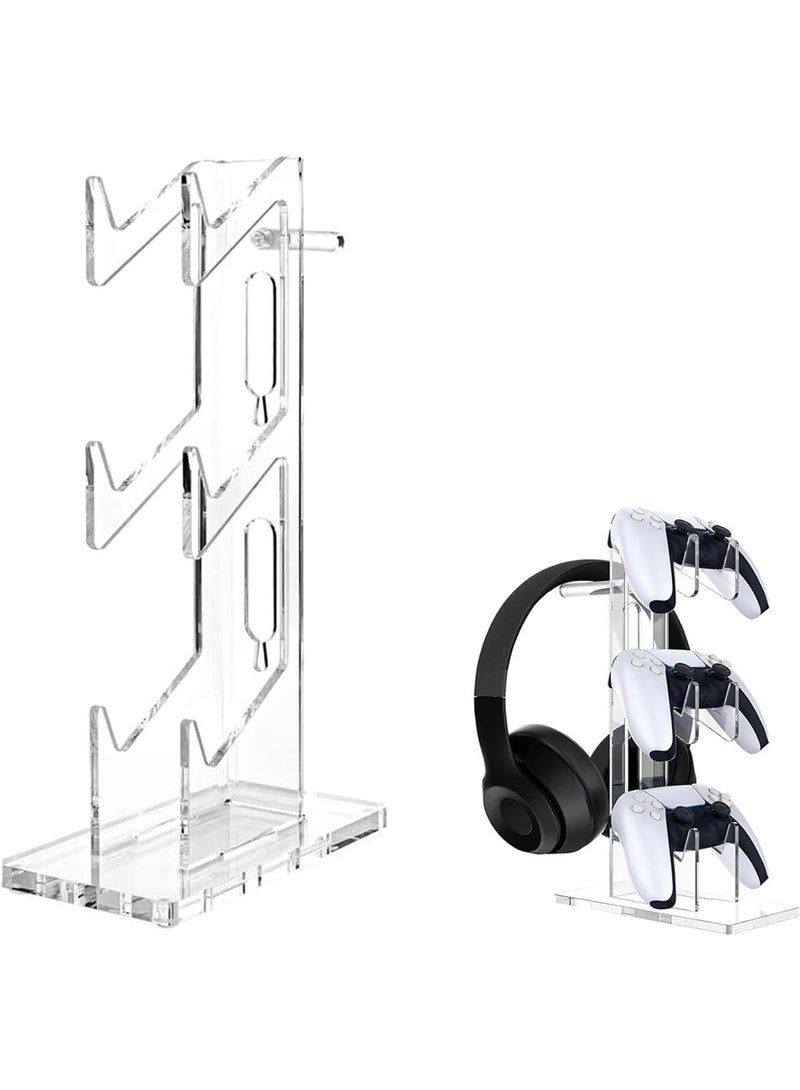 Halamine 3 Layer Acrylic Universal Game Controller Stand, PS5 Xbox ONE Switch Controller Stand, Gaming Accessory, Non-Slip Stable Acrylic Transparent Headset Holder - Image 3