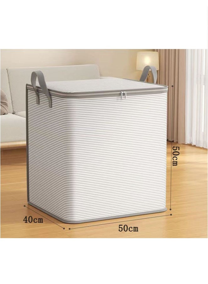 Aikenn Aikenn 100ML Storage Box Square Folding Storage Box Non-woven Material with Two-way Zipper Black and White Stripes for Home Storage 50×40×50CM  - Image 2
