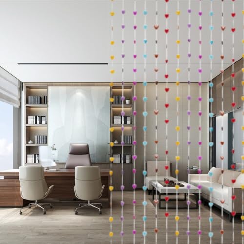 ave split Beaded Curtain Doorways Acrylic Hanging Heart shape Door Beads String Curtains Tassel Room Divider Screen Decor for Doorway Window Living Room Wedding (043heart colorful, 39 inch x 78.7 inch) - Image 5