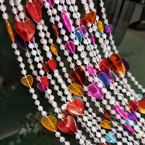 ave split Beaded Curtain Doorways Acrylic Hanging Heart shape Door Beads String Curtains Tassel Room Divider Screen Decor for Doorway Window Living Room Wedding (043heart colorful, 39 inch x 78.7 inch) - Image 1