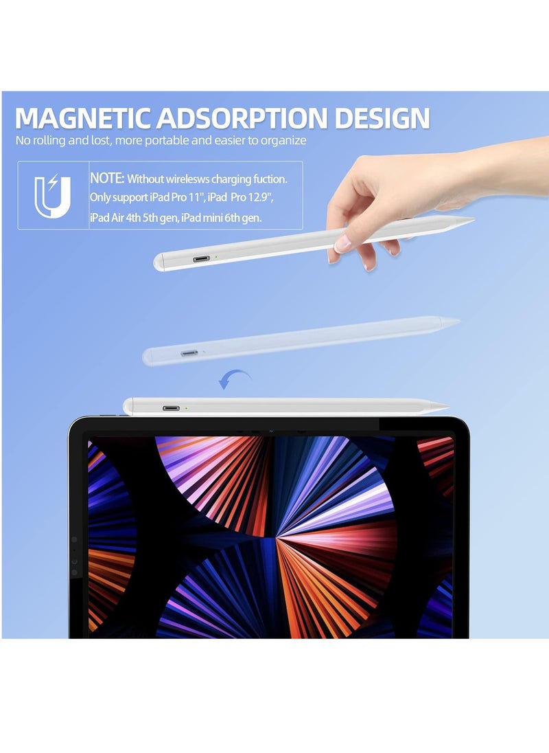 Generic - Stylus Pen, for Apple iPad Pro 2021 11/12.9 inch (2018-2022), 6th/7th/8th Generation, Air 4th/3rd, Mini 5th, Magnetic iPad - White - Image 1