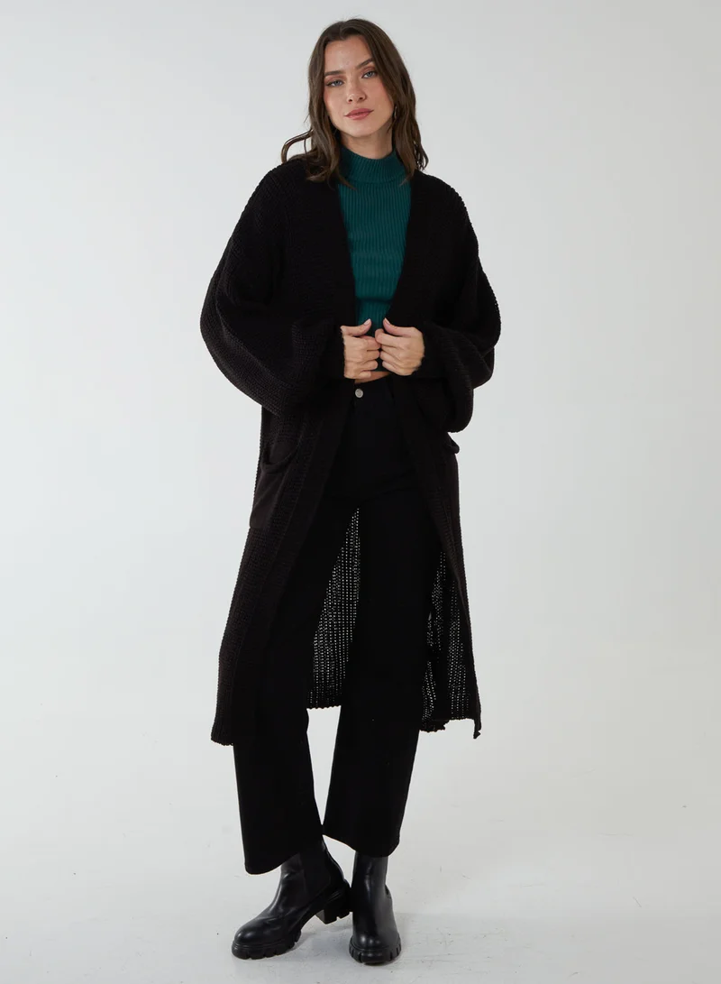 Blue Vanilla Edge To Edge Knitted Long Cardigan