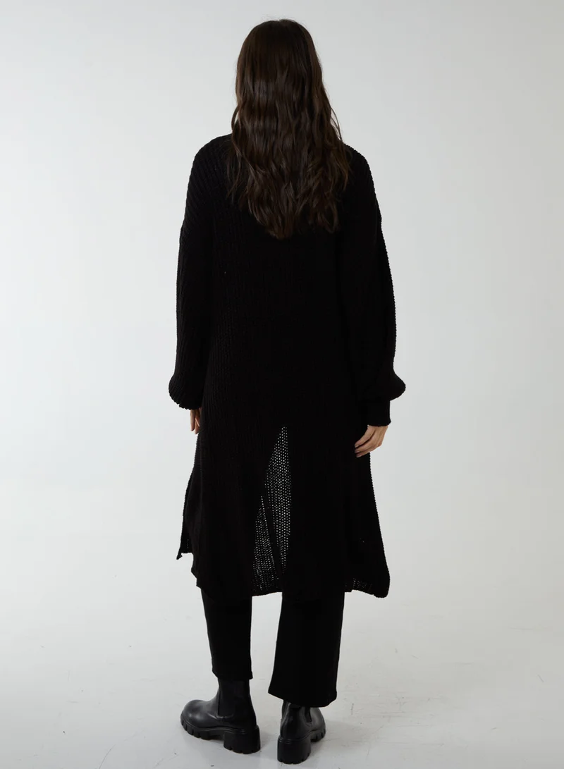 Blue Vanilla Edge To Edge Knitted Long Cardigan