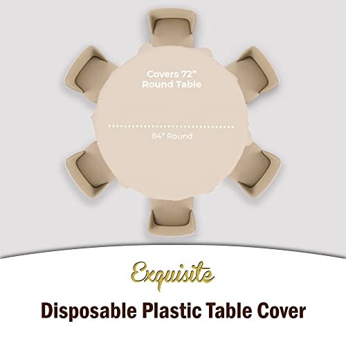 Party Solids 12-Pack Premium Plastic 84-Inch Round Tablecloth, Ivory - Image 4