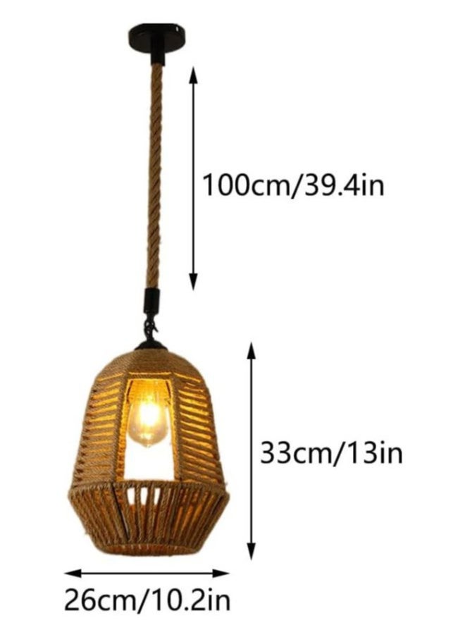 A F N Lighting A F N LIGHTING Vintage Hand-Woven Hemp Rope Pendant Light - E27 Cage Shade Ceiling Lamp, Geometric Hollow Design for Bar, Bedroom, or Home Decoration  - Image 2